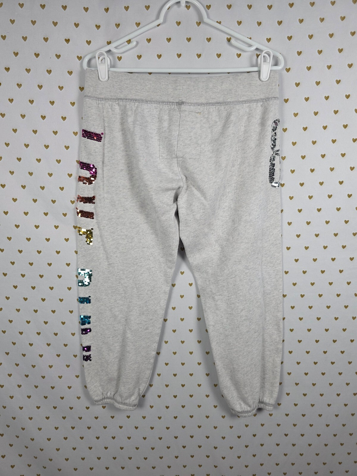 Victorias Secret PINK Rainbow Bling Vintage Sweats Sweatpants Y2k Sequined Med