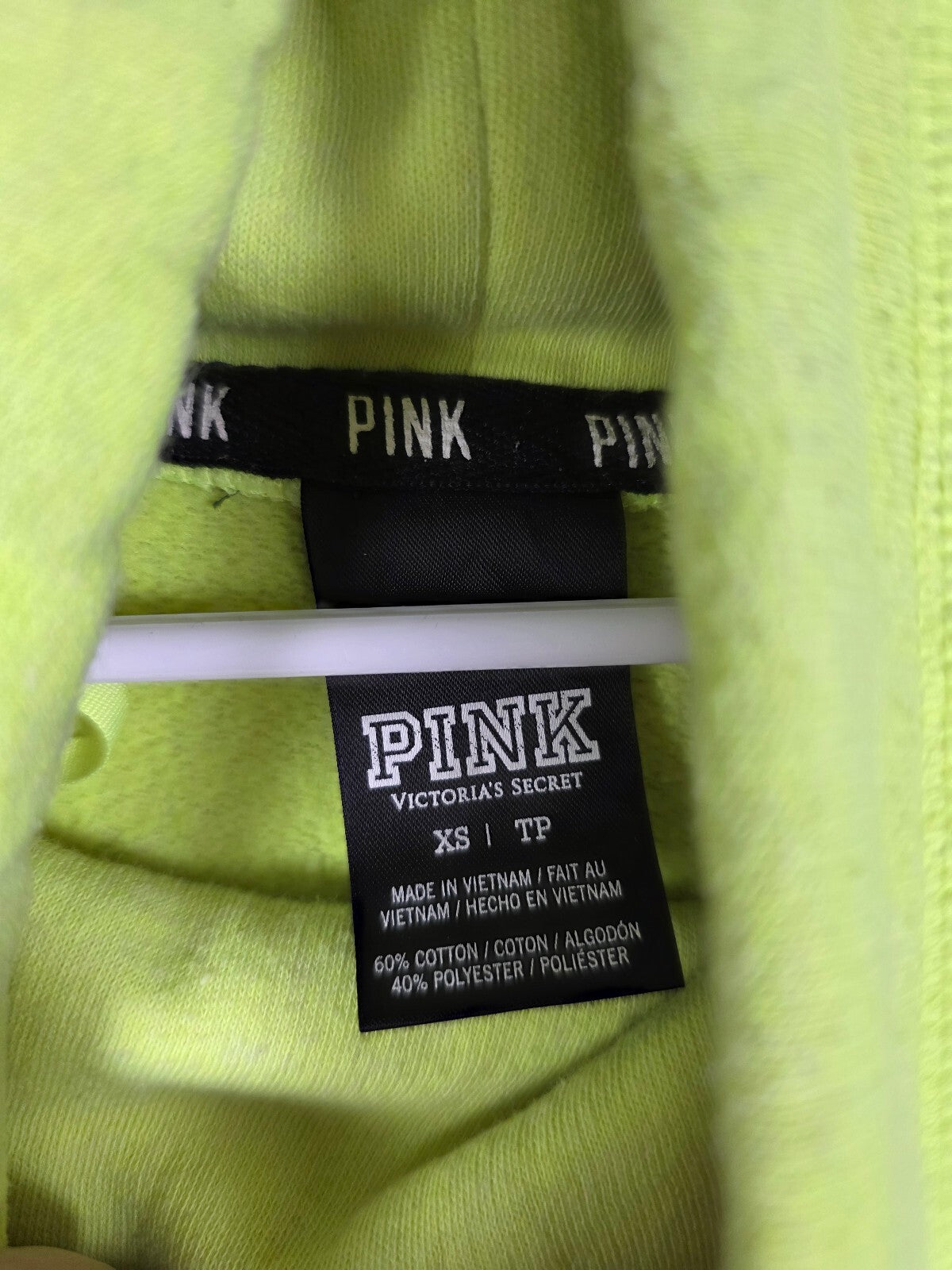 Victorias Secret Pink Neon Slouchy Logo Sweater Pullover Yellow XS Oversized