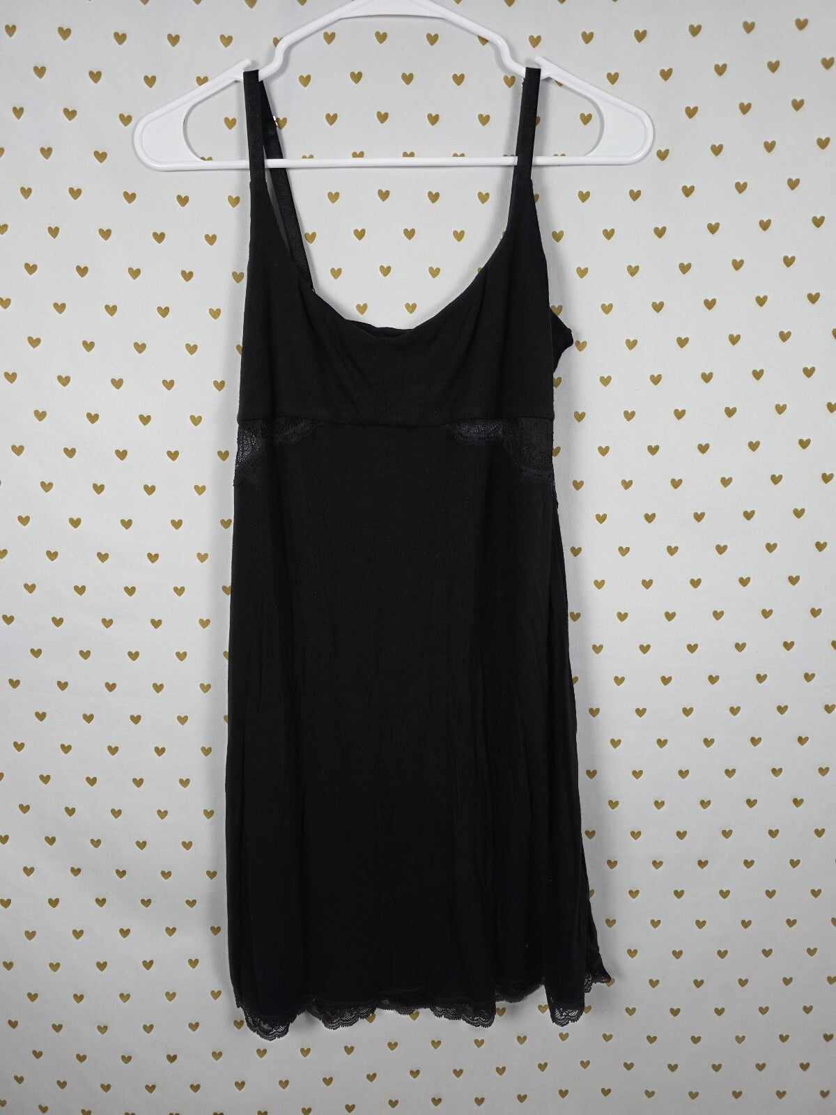 Victorias Secret Super Soft Black Small lace Cutout Slip Dress Sleep Nightie