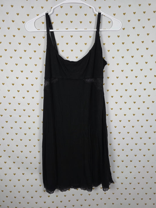 Victorias Secret Super Soft Black Small lace Cutout Slip Dress Sleep Nightie