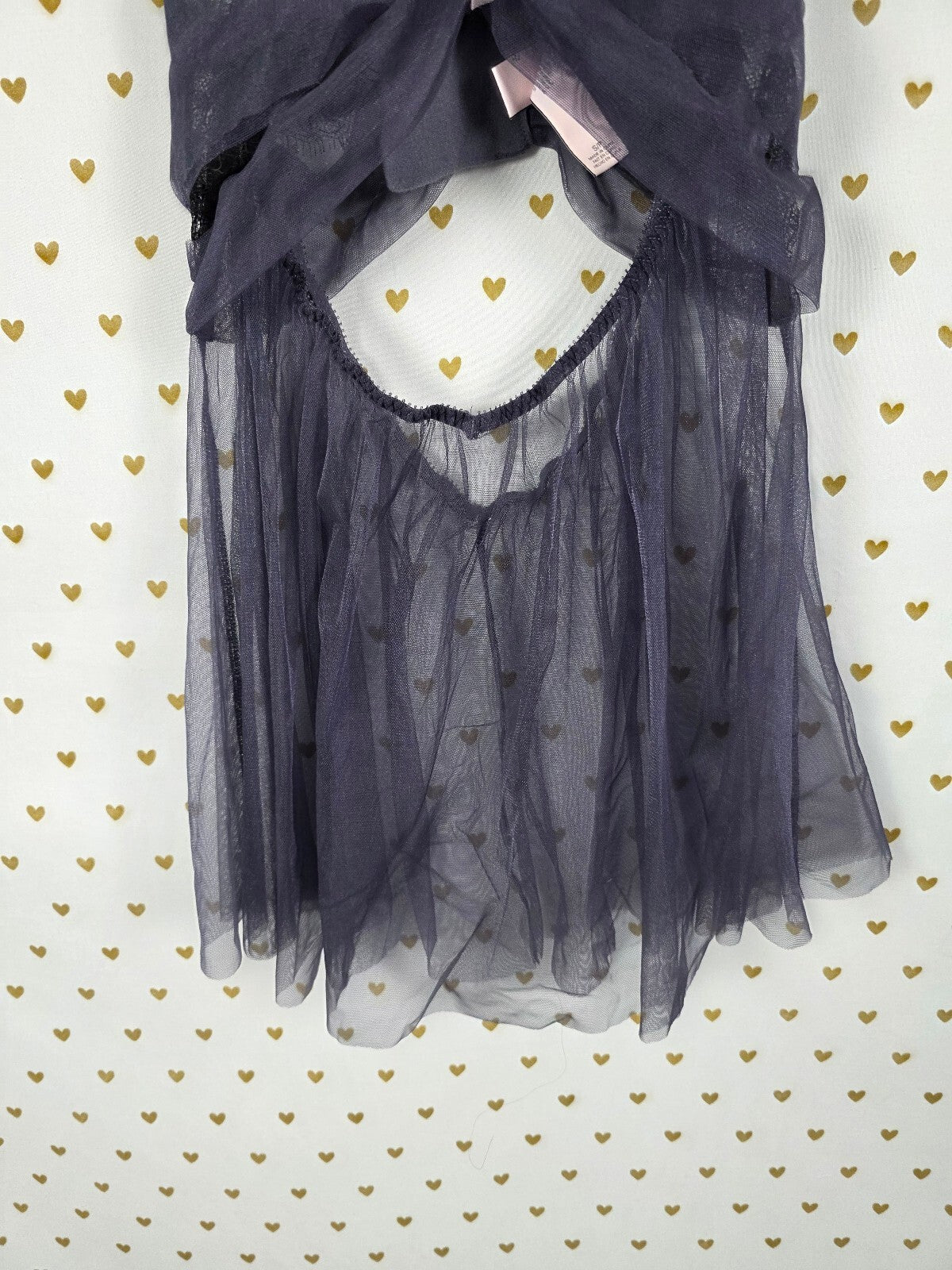 Victorias Secret Sheer Tulle NIghtie Open Babydoll Lingerie Small Pleated