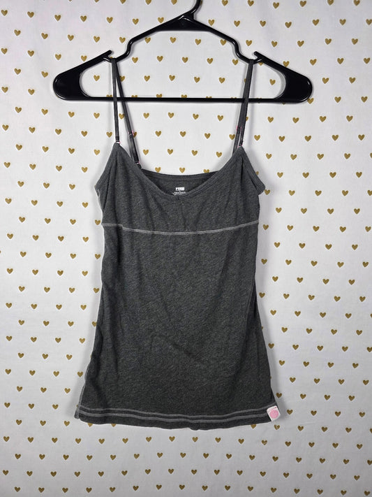 Victoria's Secret PINK Gray Cami Tank Top Pink Hardware Shelf Bra S Y2K