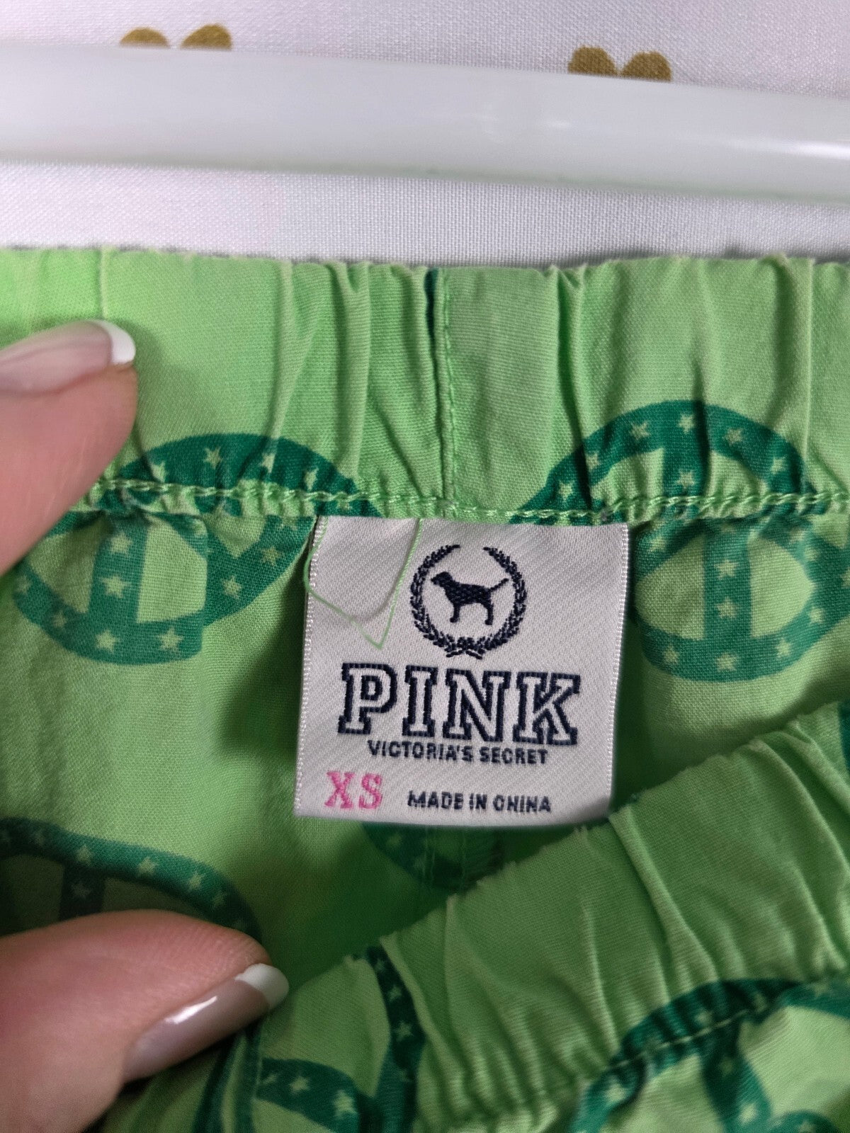 Victorias Secret Pink Vintage Y2k Peace Green XS Sleep Pants Pajama PJ Bottoms