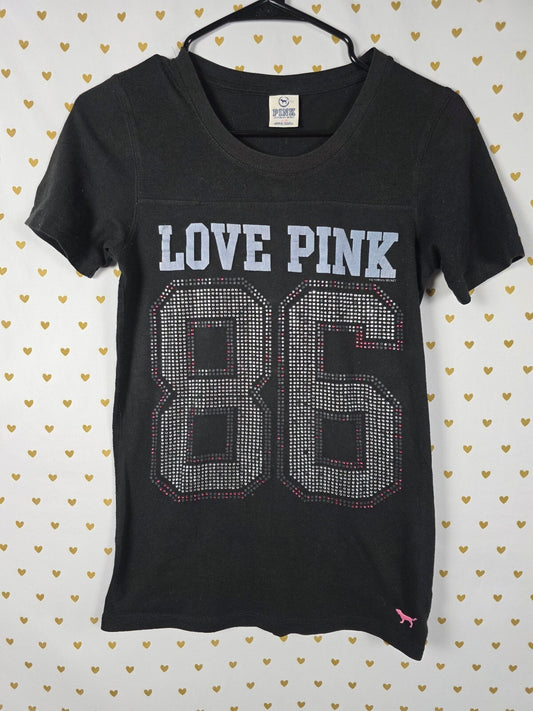 Victorias Secret PINK Vintage LOVE 86 Y2k Tee shirt Bling Studded SMALL