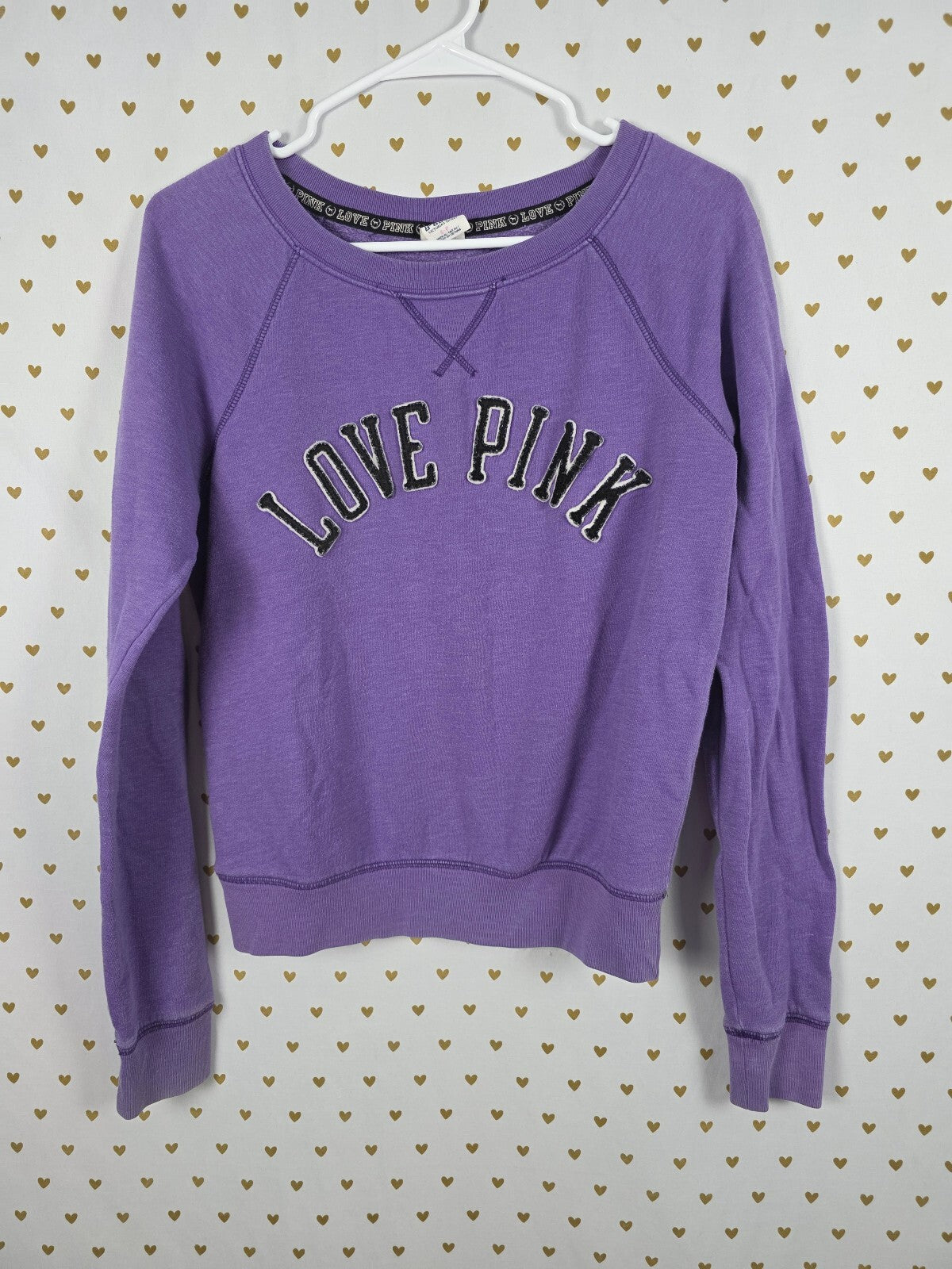 Victorias Secret Pink Vintage Purple Embroidered Crew Sweater y2k SMALL