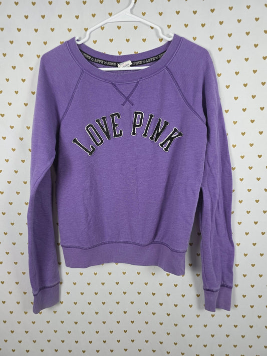 Victorias Secret Pink Vintage Purple Embroidered Crew Sweater y2k SMALL