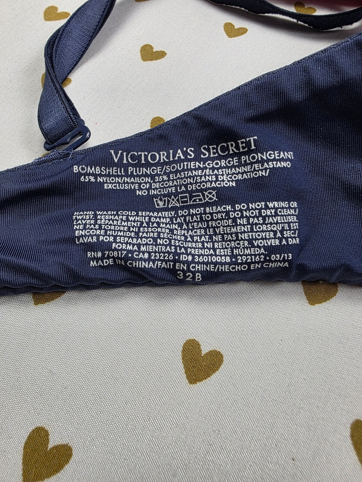 Victorias Secret Bombshell Add 2 Sizes Push Up Bra Blue Plunge 32B