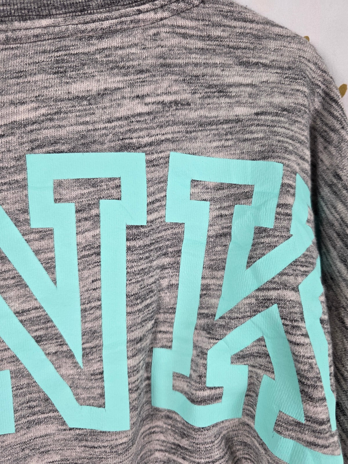 Victorias Secret Pink TEAL Colorblock Sweater Shirt Oversized MEDIUM