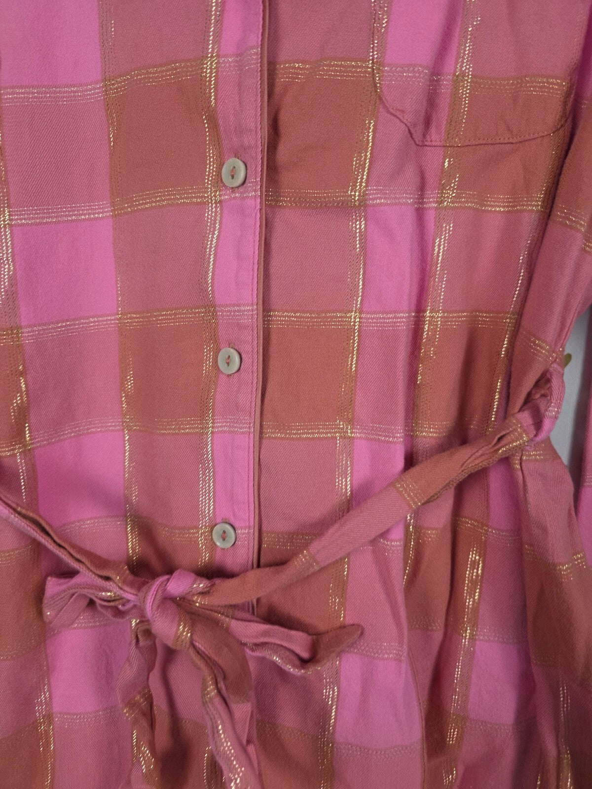 Victoria's Secret Pink Gold Plaid Comfy Romper S Metallic Lurex Pajamas