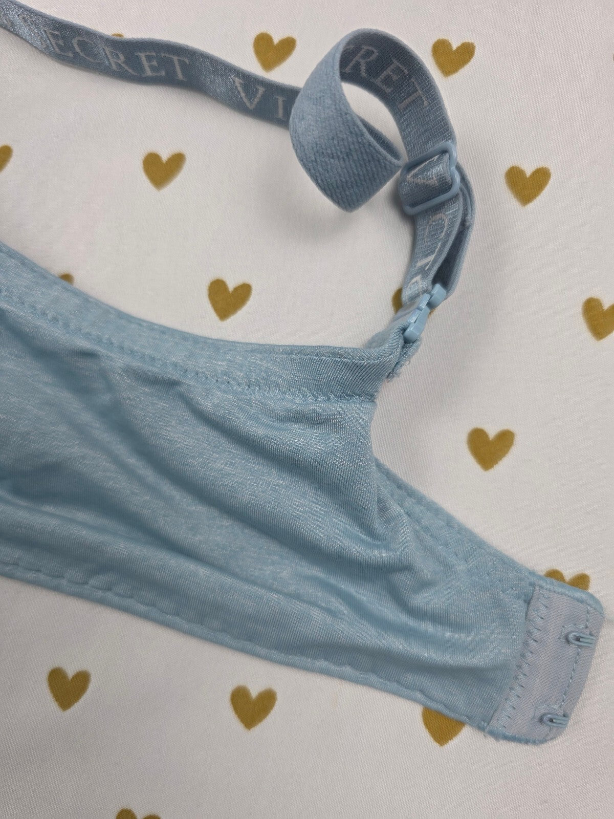 Victorias Secret Blue Logo Strap No Wire Wireless Bra 38DD