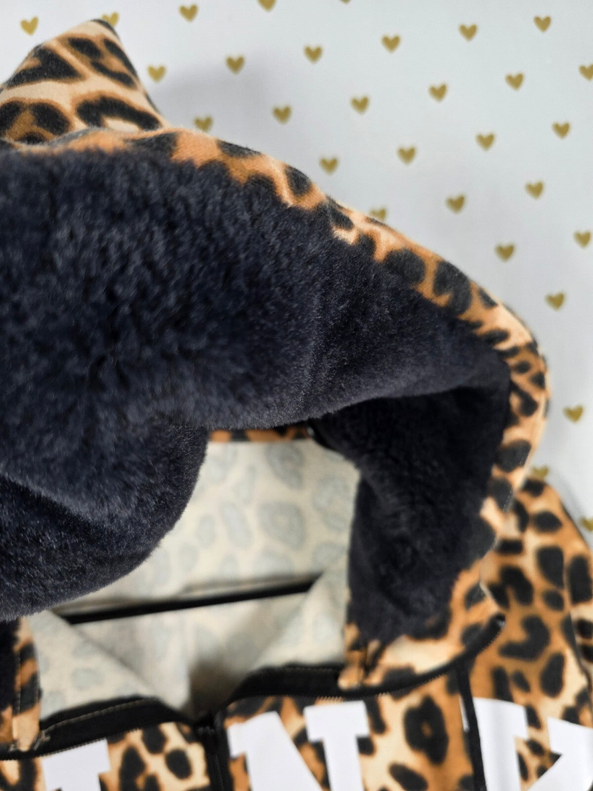Victoria's Secret PINK Leopard Faux Fur Hoodie Full Zip Small S Rare
