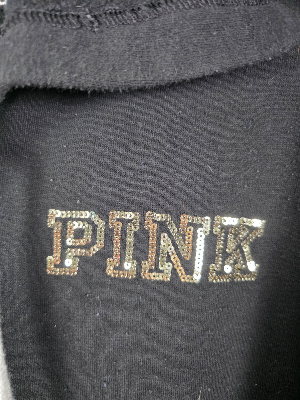 Victorias Secret Pink BLING Rose Sequin Pullover hoodie sweater Gold Medium