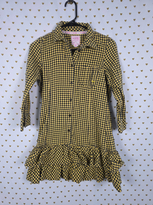 Victoria's Secret PINK Collegiate Yellow Jackets Gingham Bling Dress S