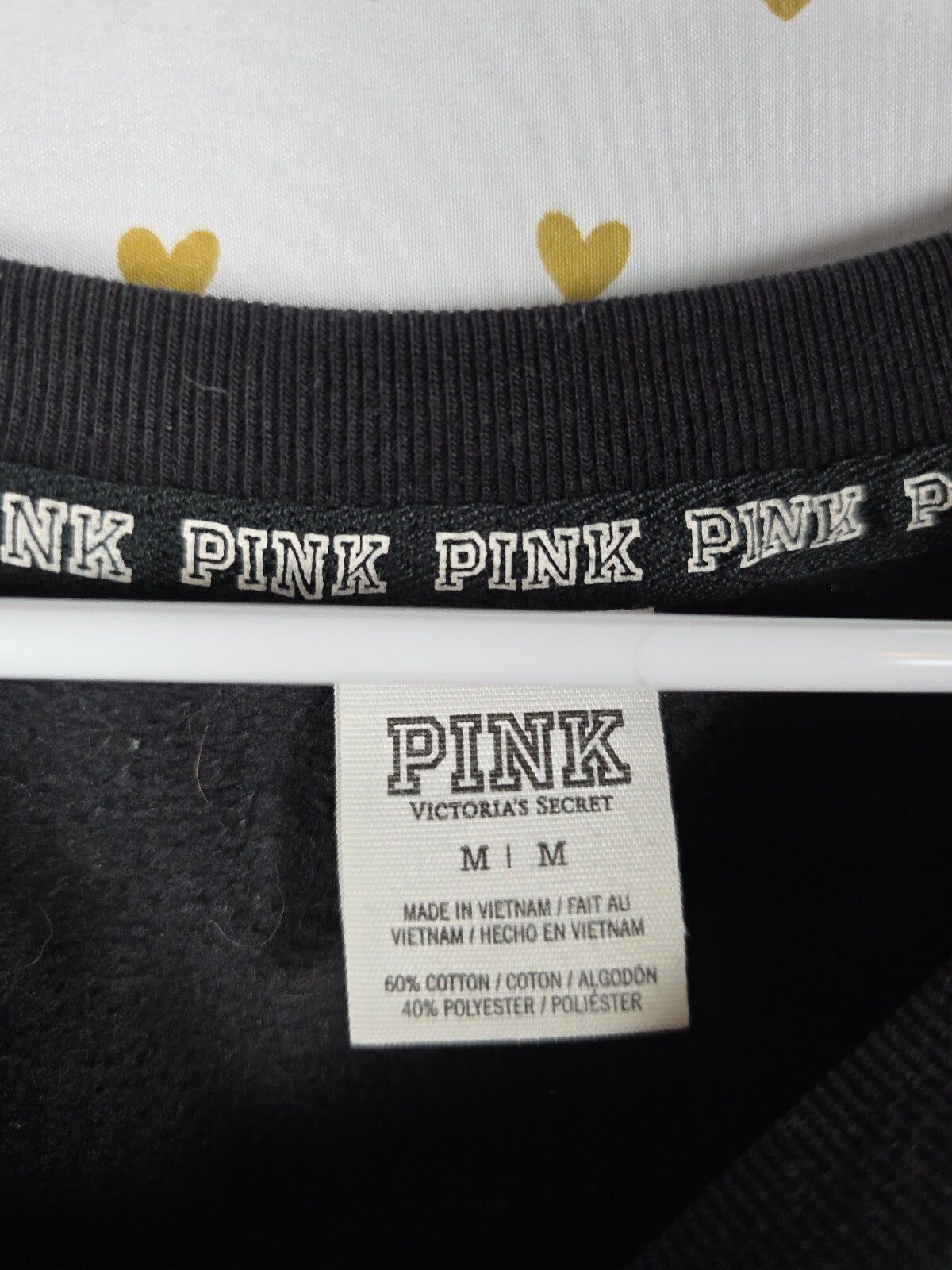 Victoria's Secret PINK Sequin Sweatshirt M Black Silver Pullover Bling Crew