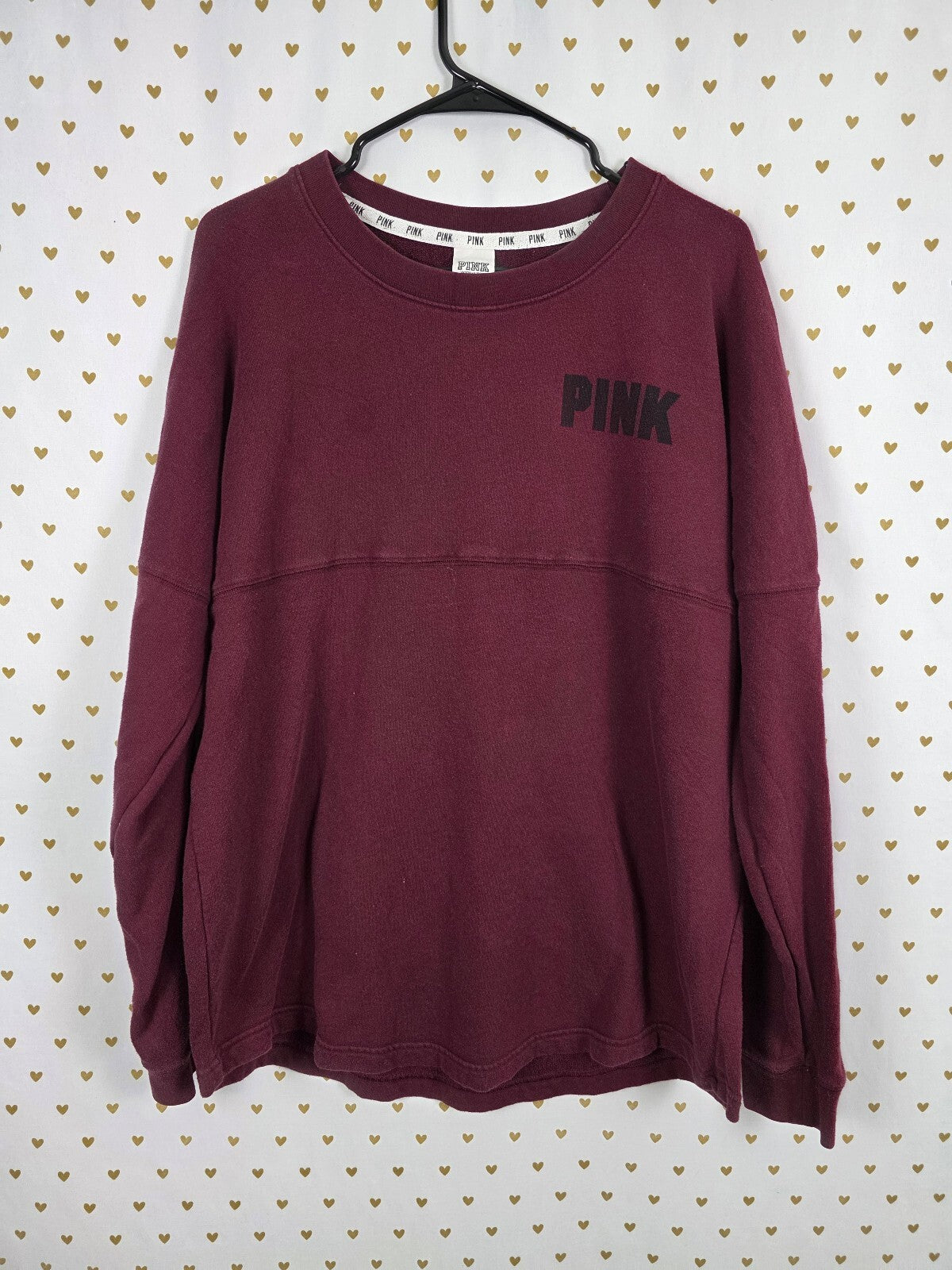 Victorias Secret Pink Maroon Oversized Geometric Sweater Shirt large