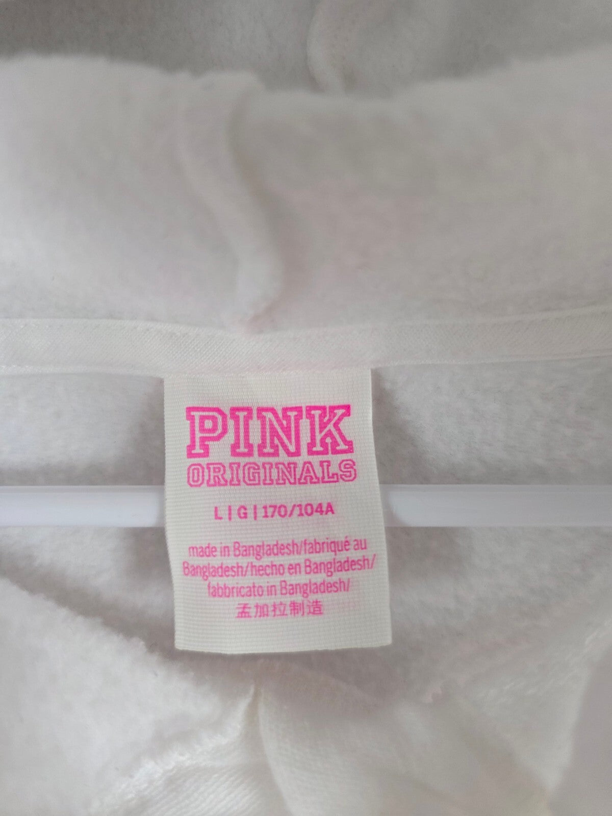 Victorias Secret Pink CAMPUS ORIGINALS White Glitter Heart Pullover Sweater L