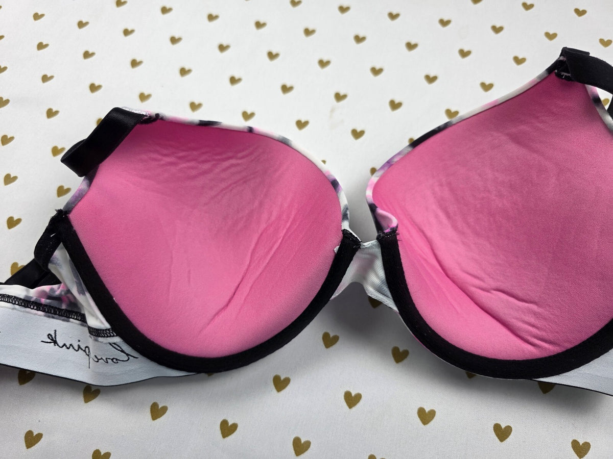 Victorias Secret Pink Marbled 32DD Wear Everywhere Push Up Bra