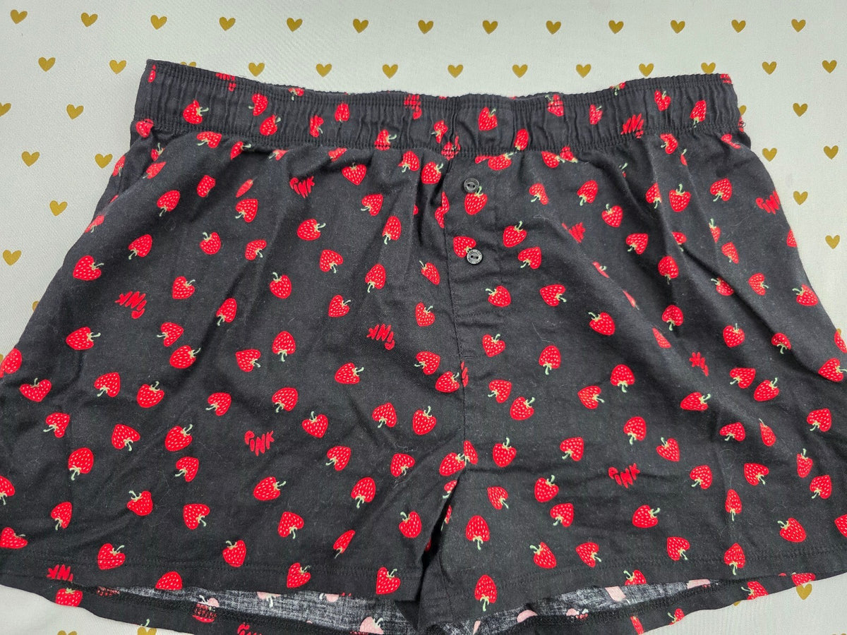 Victorias Secret PINK Strawberries Small  Sleep Shorts Boxers Pajama Bottoms