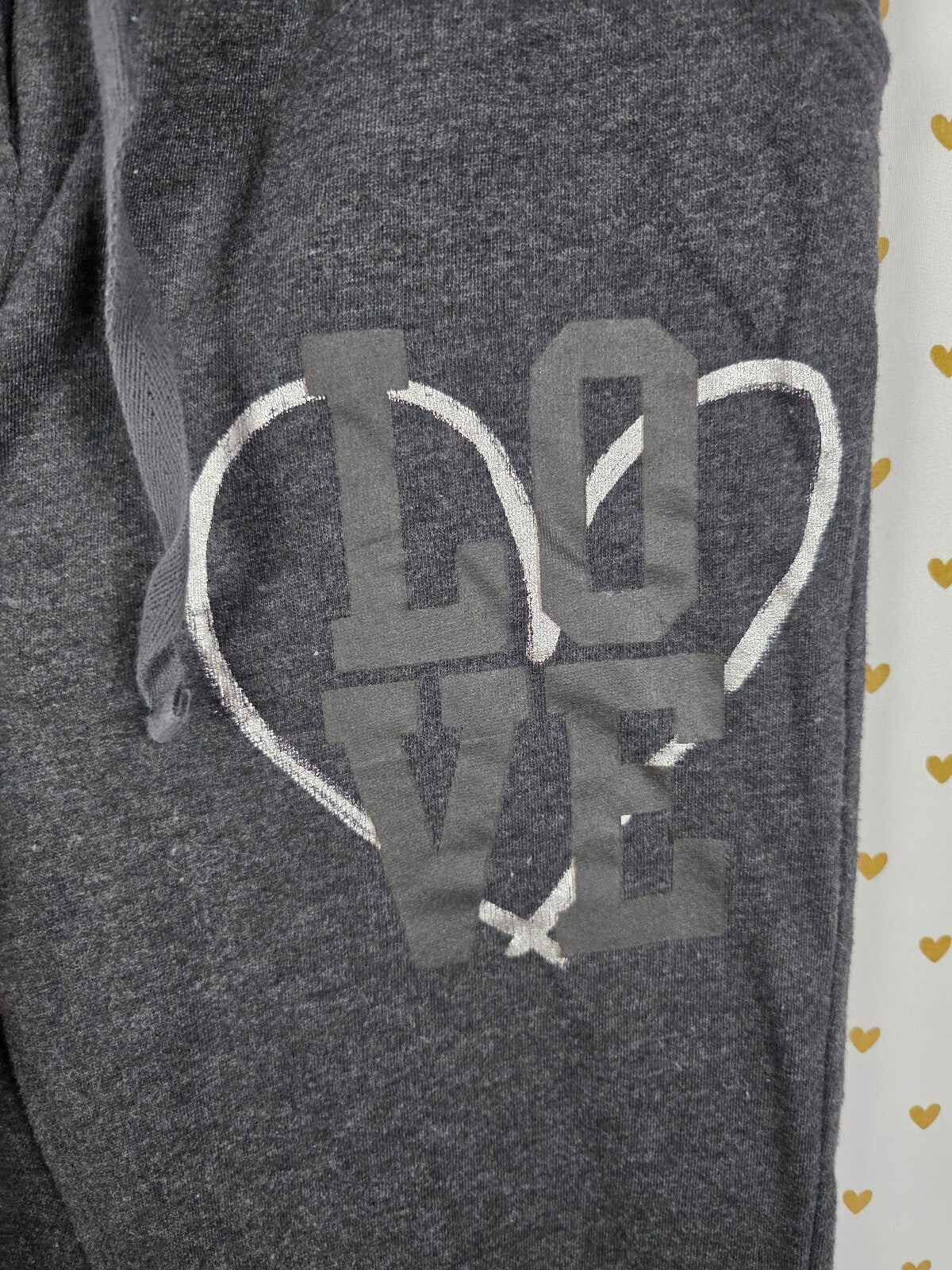 Victorias Secret PINK Vintage heart Love Sweats Sweatpants Y2k large Super Soft
