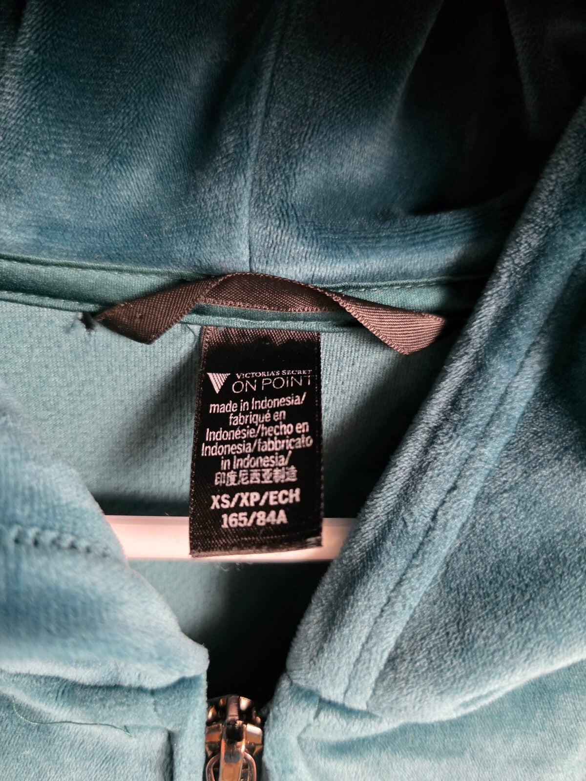 Victoria's Secret On Point Velour Tracksuit XS Teal Rhinestone Hoodie Pants