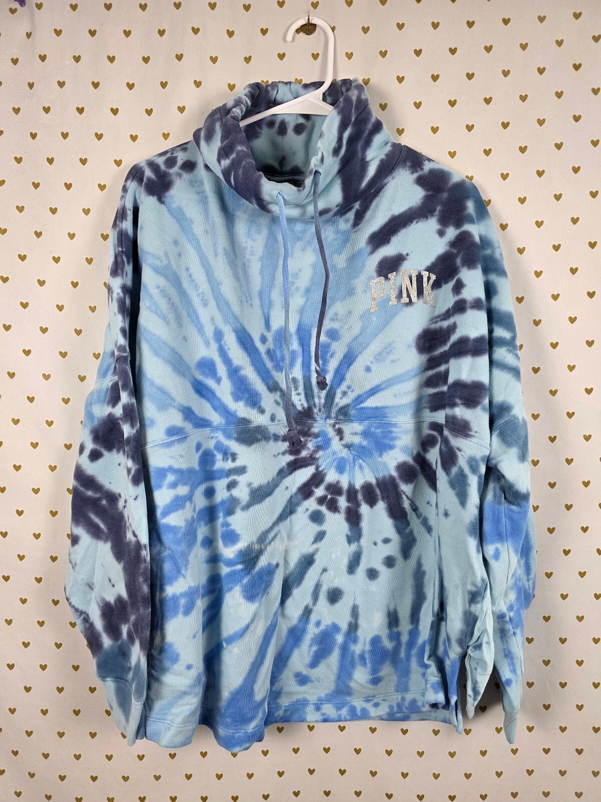 Victorias Secret Pink Pullover Tye Dye Slouchy Sweater Shirt XL logo