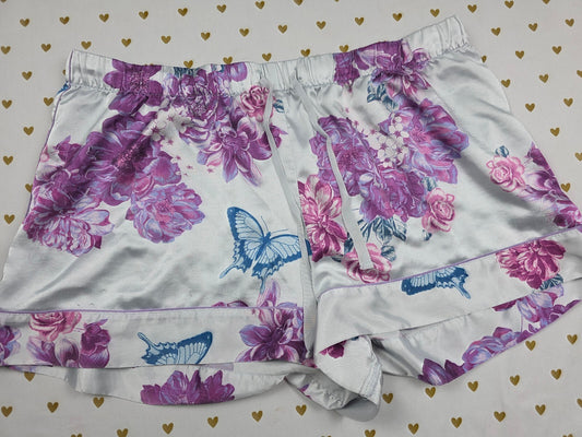 Victorias Secret Floral Satin Large Sleep Shorts Boxers Pajama Bottoms