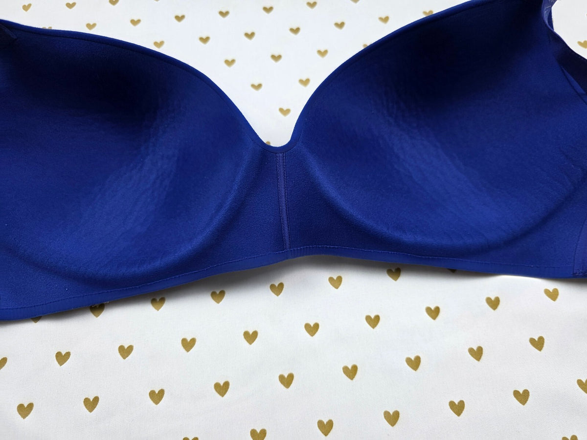 Victorias Secret Blue Logo strap T shirt lightly Lined Wireless No Wire bra 38DD