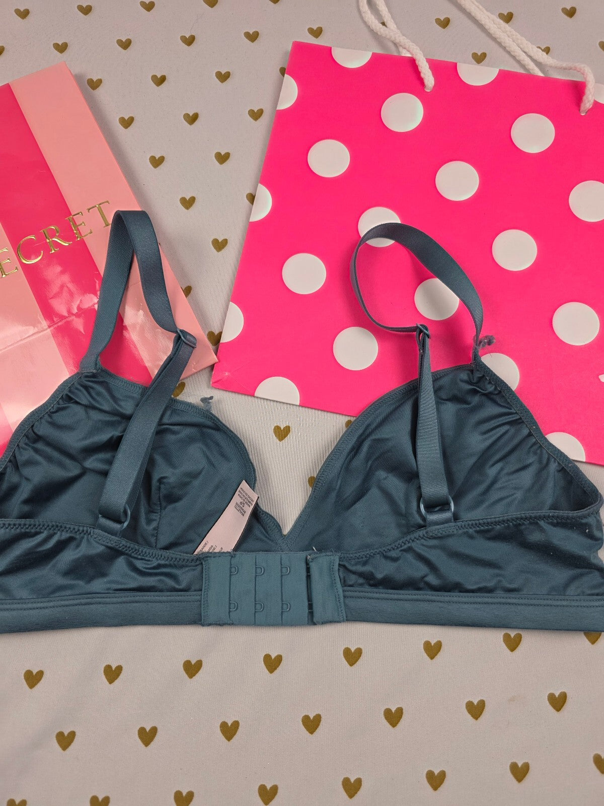 Victorias Secret Teal Satin Soft Small Bralette Bra Top Tank