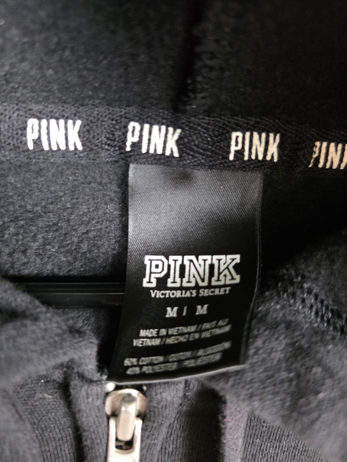 Victorias Secret Pink zebra Bling Hooded Jacket Full zip Sequined Medium