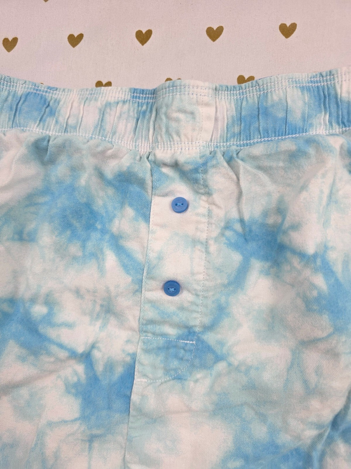Victorias Secret PINK Blue Tye Dye Medium Sleep Shorts Boxers Pajama Bottoms