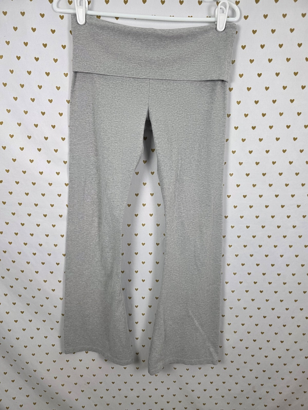 Victorias Secret PINK Grey FOLDOVER yoga Pants Crest Flare Medium