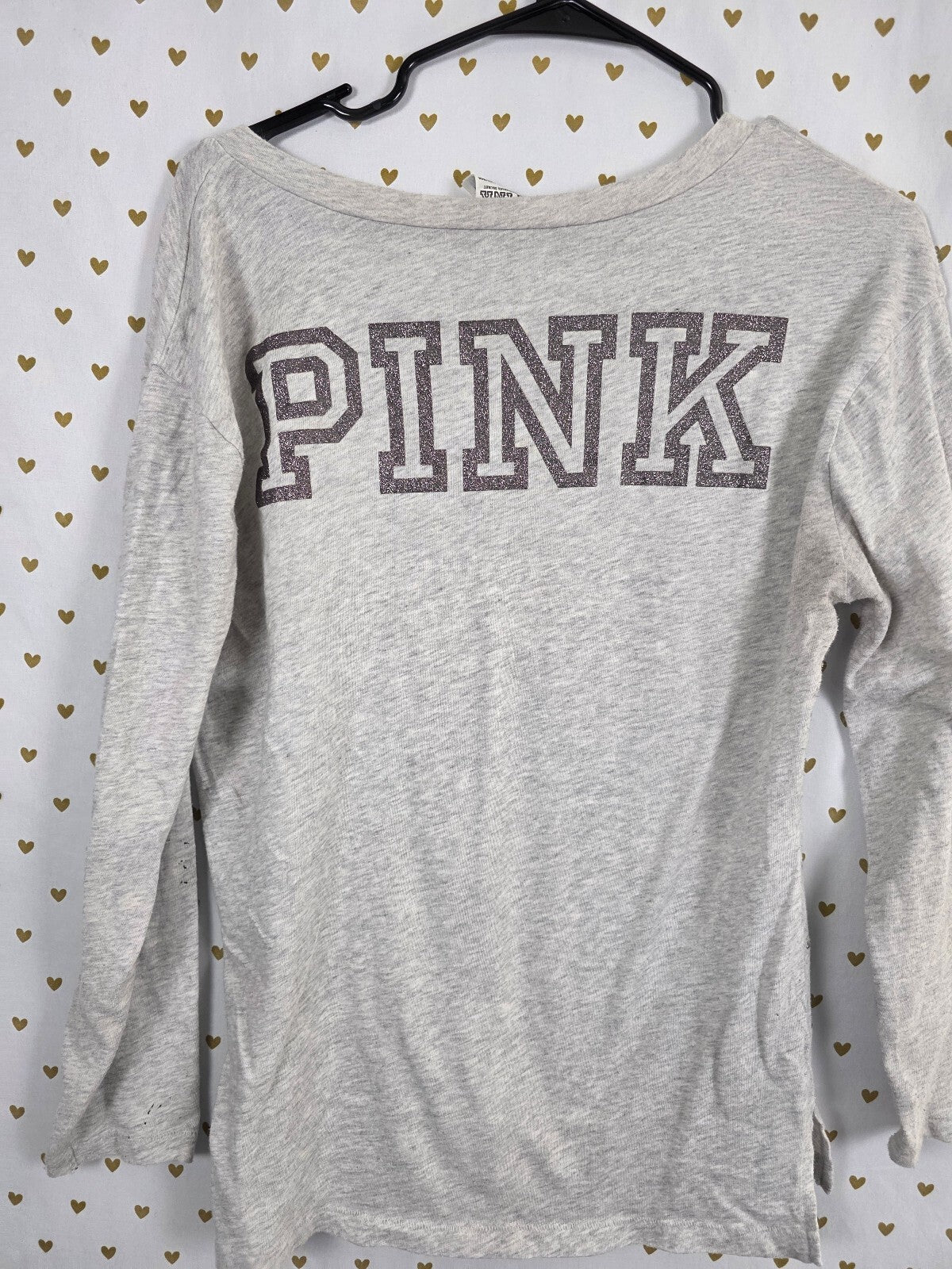 Victorias Secret PINK All Over Studded Bling V Neck tee shirt Logo XS