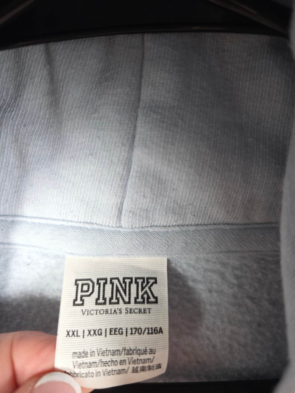 Victorias Secret Pink 2XL XXL Light Blue Full zip Hoodie Jacket