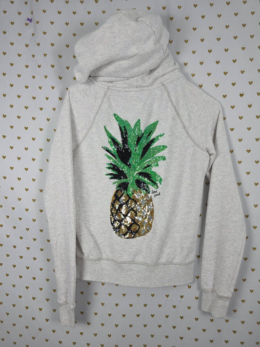 Victoria's Secret PINK Hawaii Hoodie XS Sequin Pineapple Full Zip Gray Rare