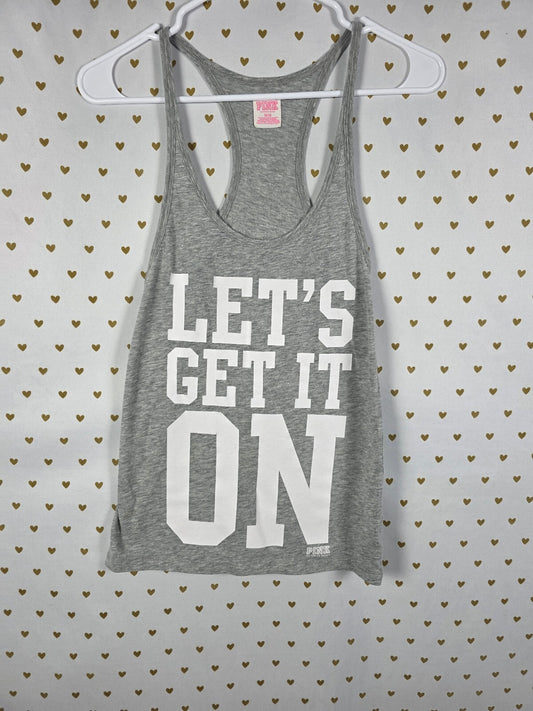 Victoria's Secret PINK Let's Get It On Gray Racerback Tank Top Size M