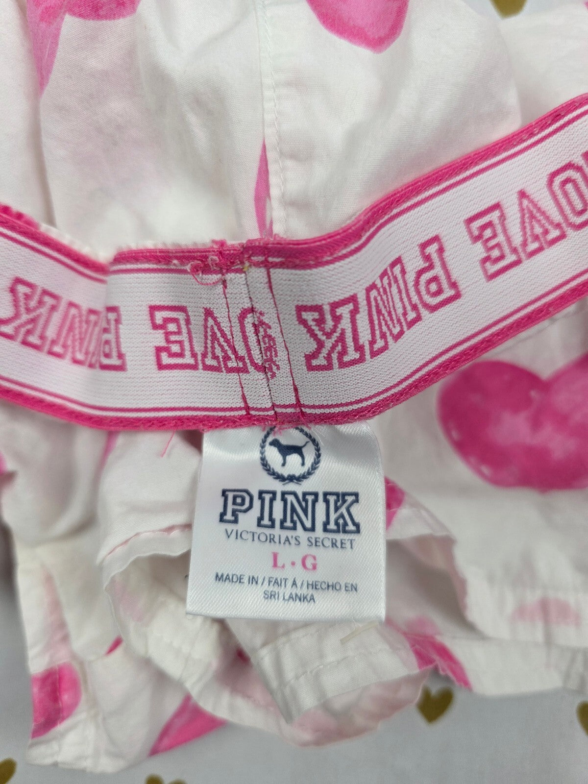 Victoria's Secret PINK Heart Sleep Shorts Sequin Heart Love Pink Lounge L