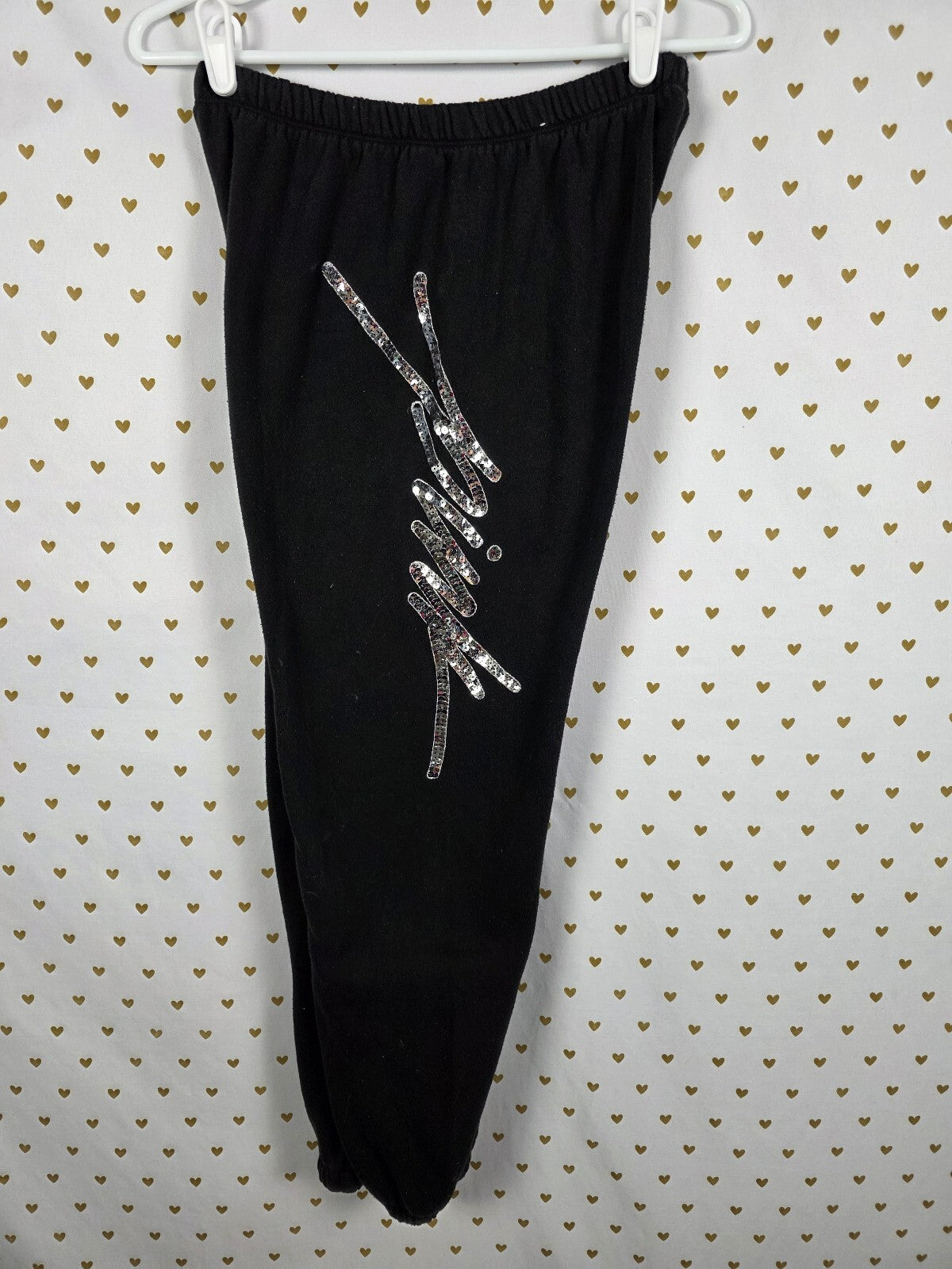 Victorias Secret PINK Bling Sweatpants sweats Tapered Black XS