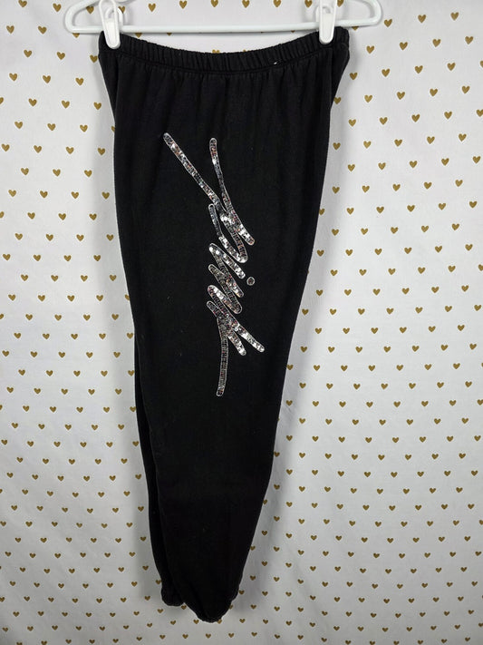 Victorias Secret PINK Bling Sweatpants sweats Tapered Black XS