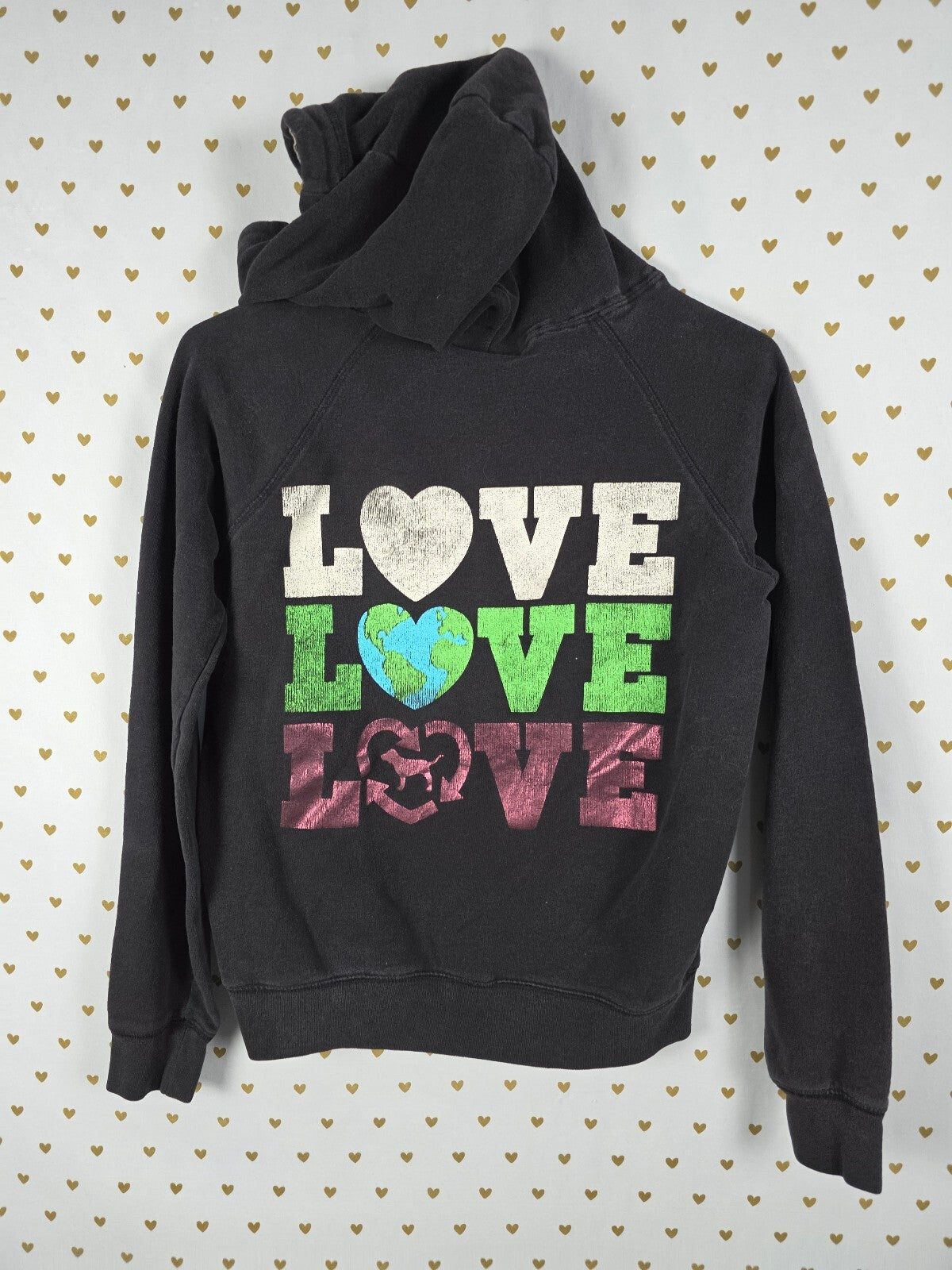 Victorias Secret Pink Vintage LOVE Recycle Y2k Hooded Sweater Jacket XS