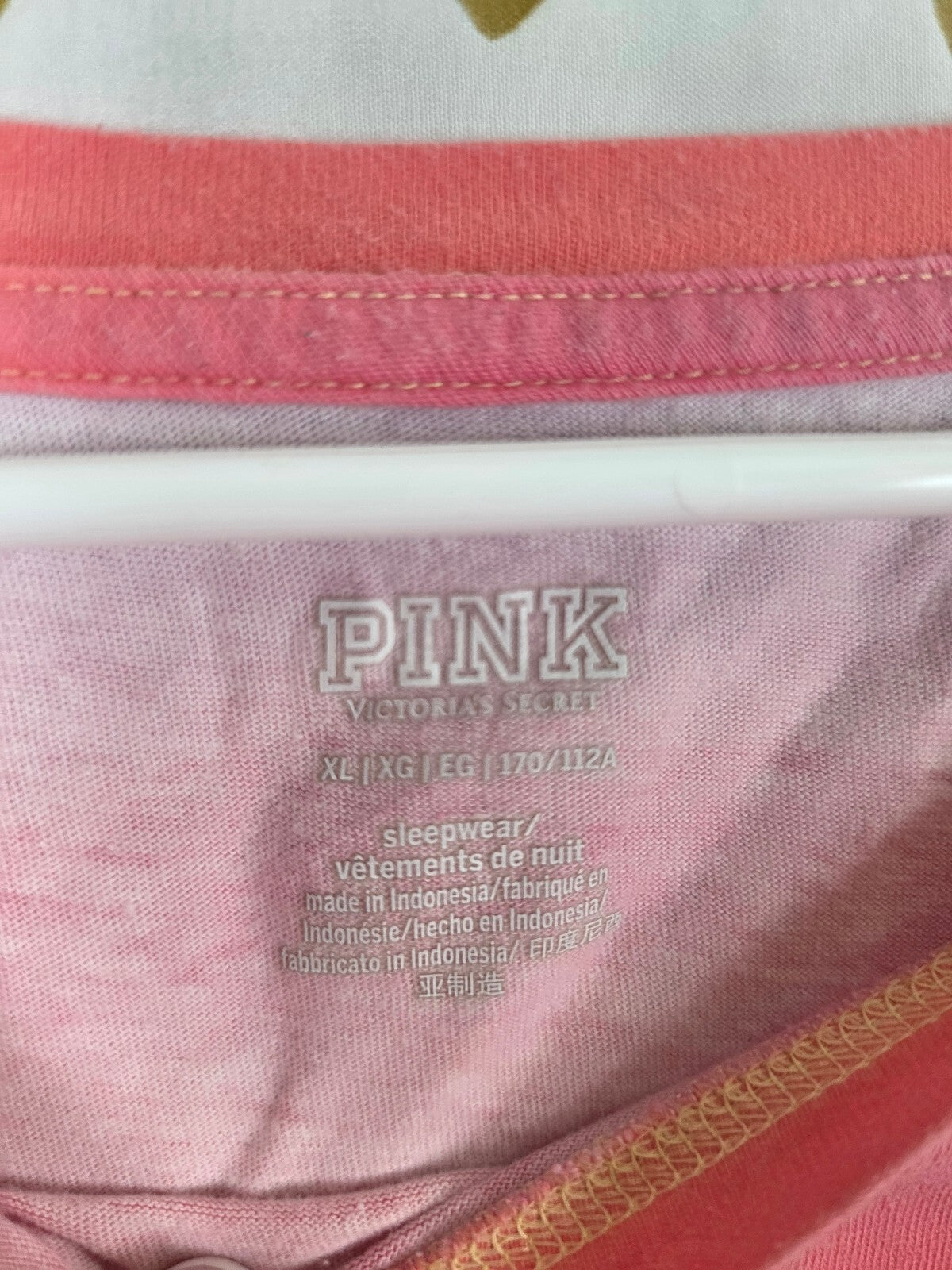 Victorias Secret PINK Rainbow Oversized Logo Tee shirt XL