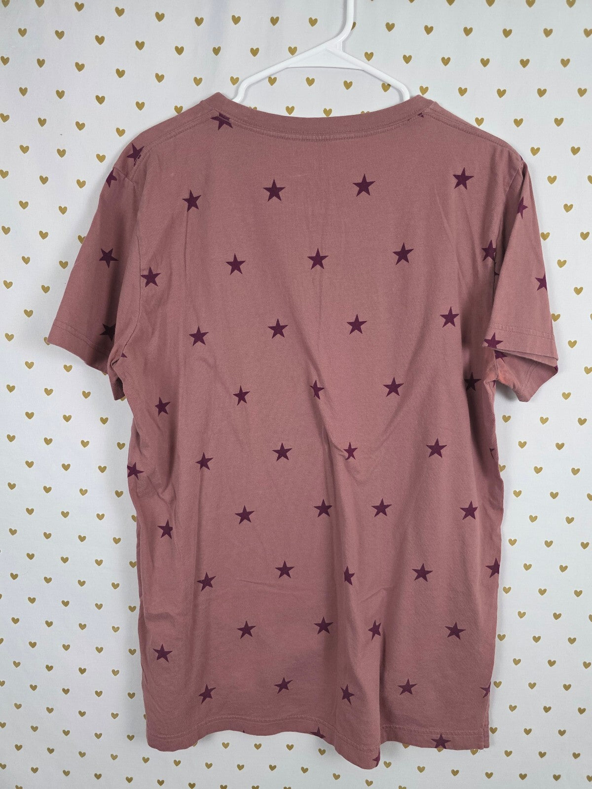 Victorias Secret PINK Star BLING Gold Sequined Large Tee shirt