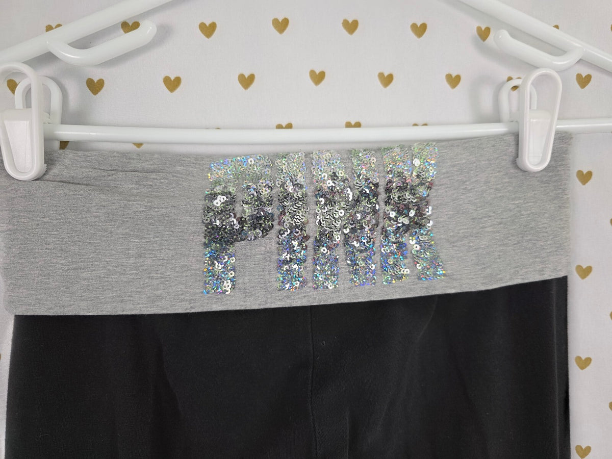 Victorias Secret PINK Gradient Bling Sequined Foldover Yoga Pants Ankle SkinnyXS