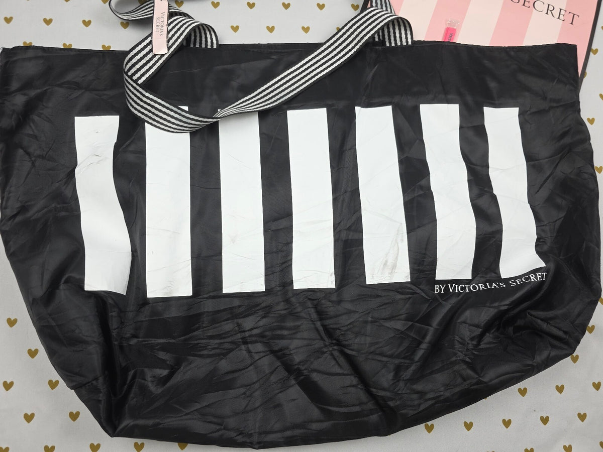 Victoria's Secret Large Weekender Tote Travel Gym Bag Black Pink NWT Tag