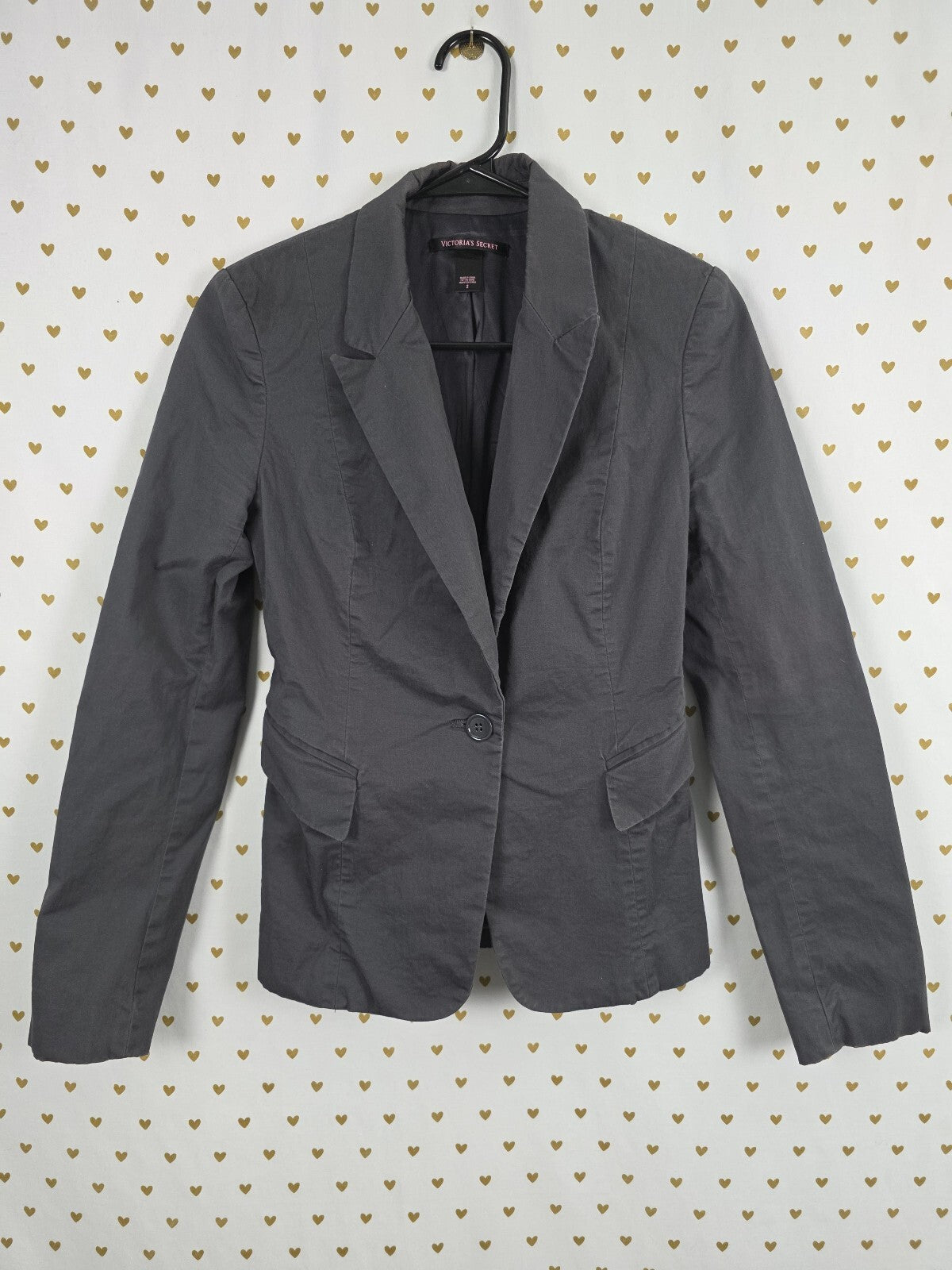 Victoria's Secret Blazer Size 2 Charcoal Gray Fitted One Button Jacket