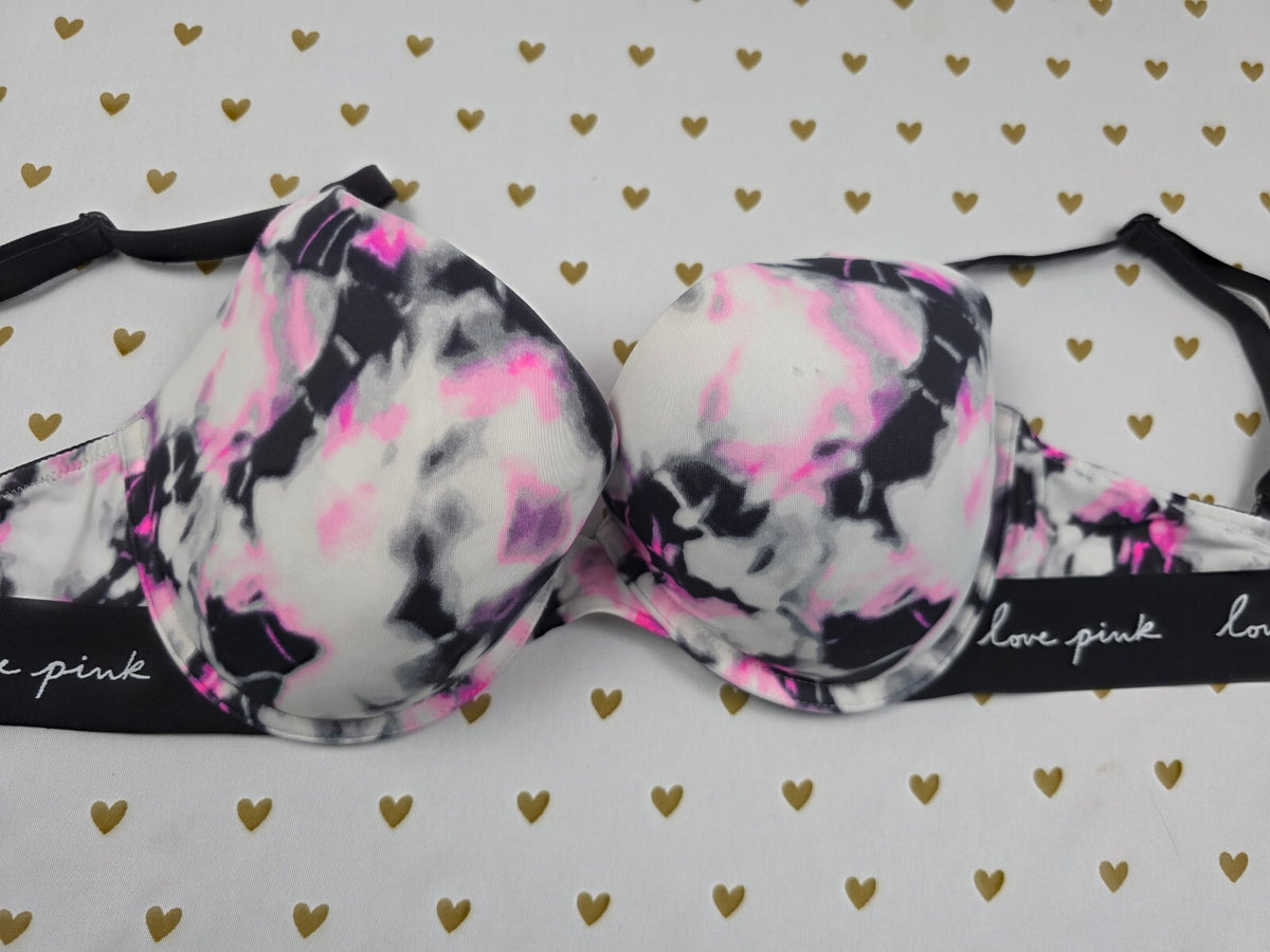 Victorias Secret Pink Marbled 32DD Wear Everywhere Push Up Bra