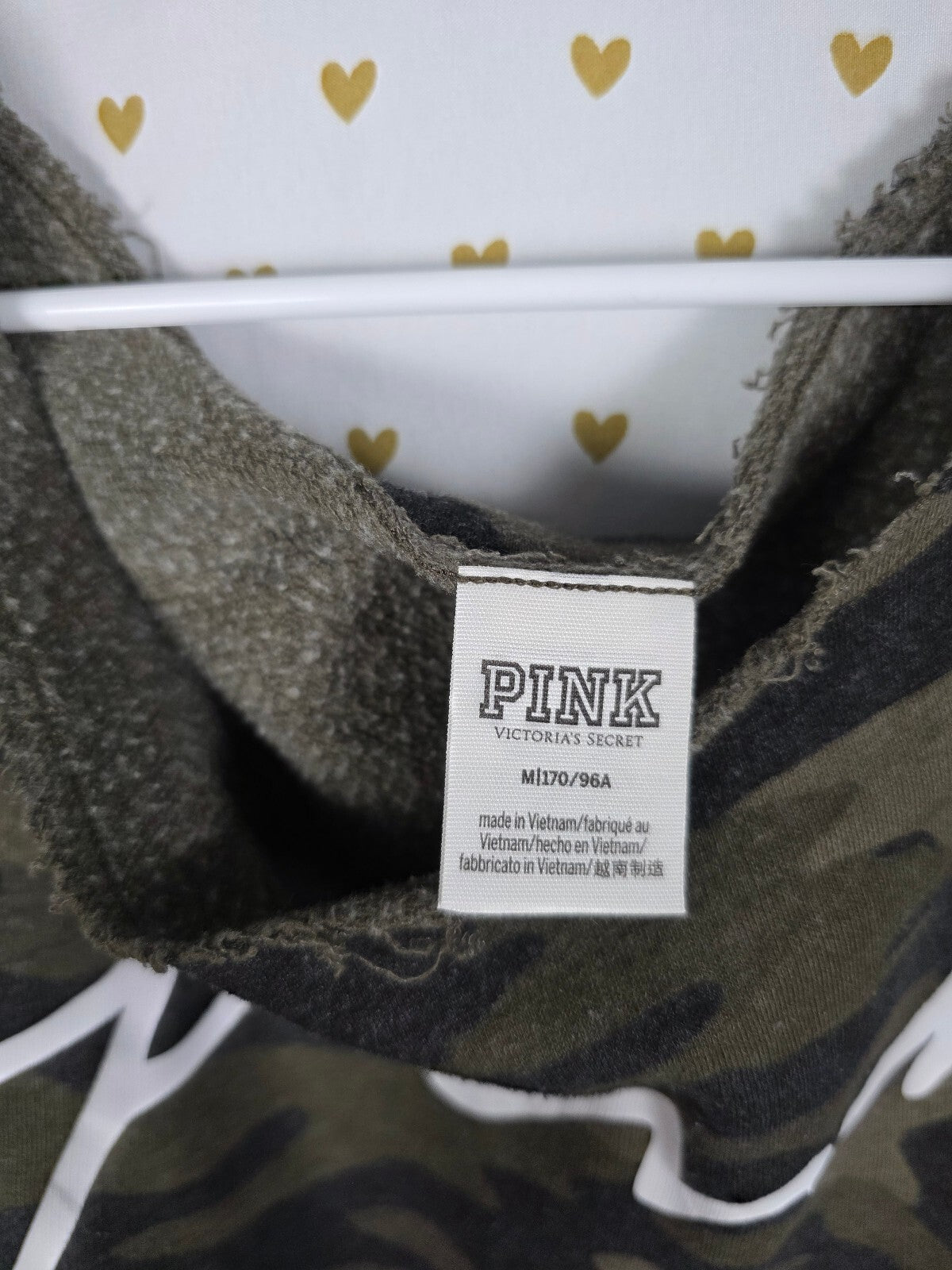 Victorias Secret Pink Slouchy Sweater Shirt Camo Green Camouflage Logo  MEDIUM