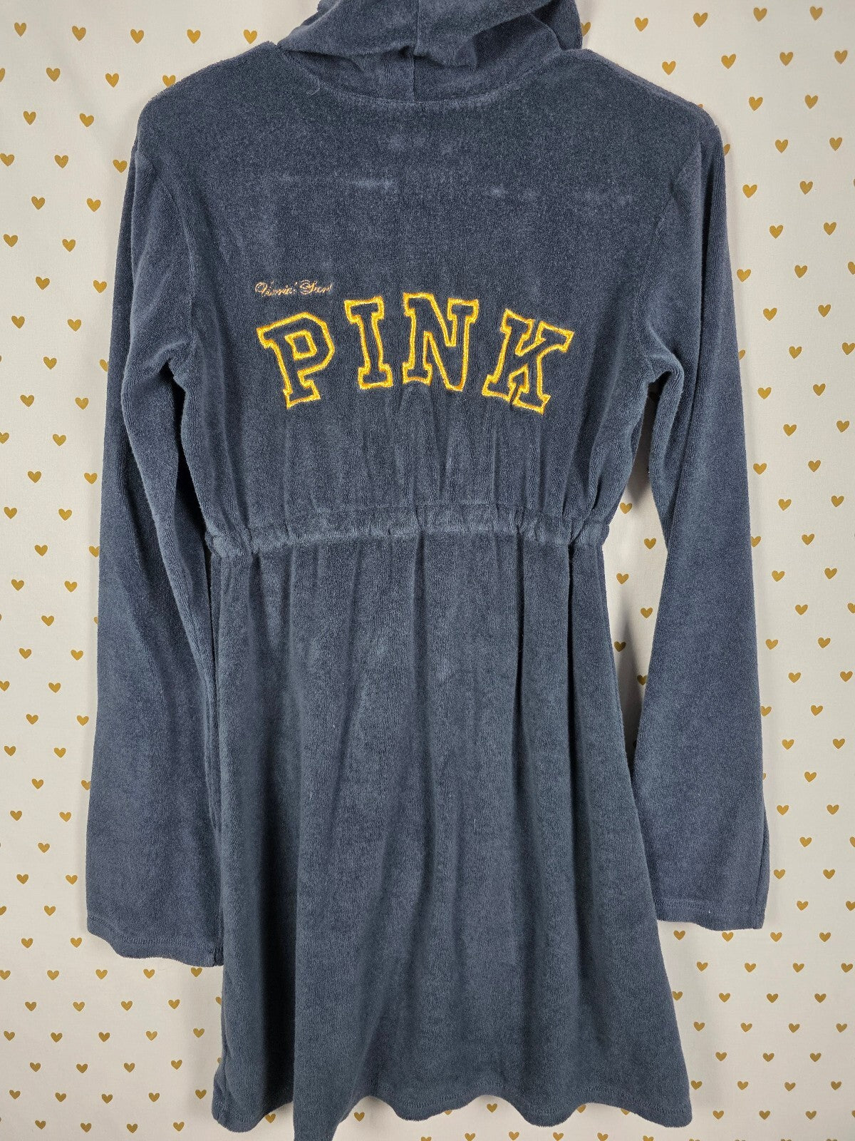Victoria's Secret PINK Terry Cloth Hooded Tunic Cover Up Dress Large Y2K Vintage