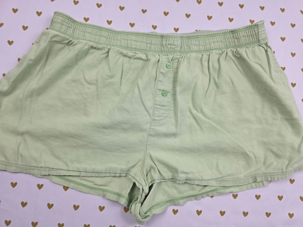 Victorias Secret PINK Green Logo butt LARGE Sleep Shorts Boxers Pajama Bottoms