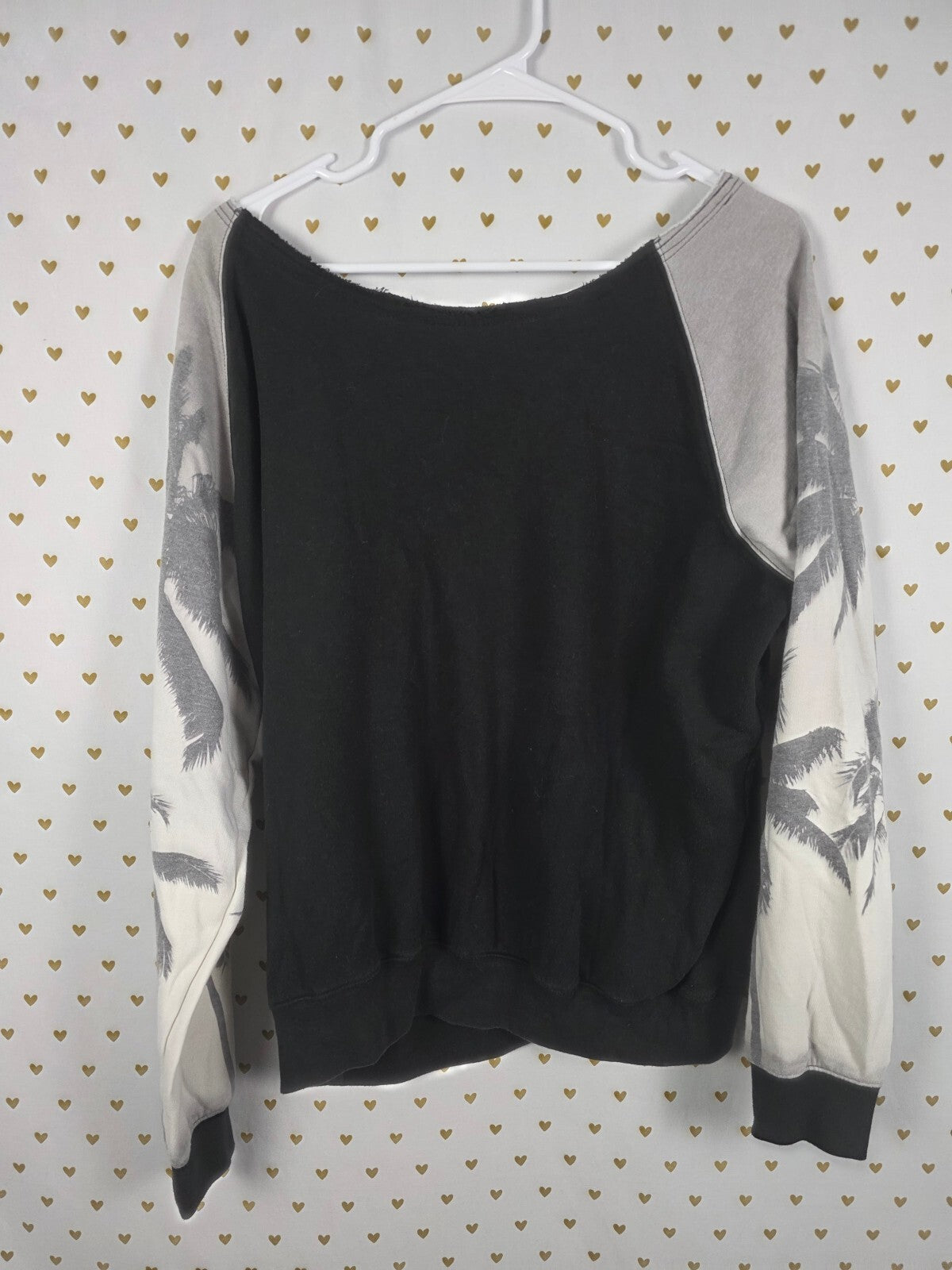 Victorias Secret Pink Palm Slouchy sweater shirt Logo 86 LARGE