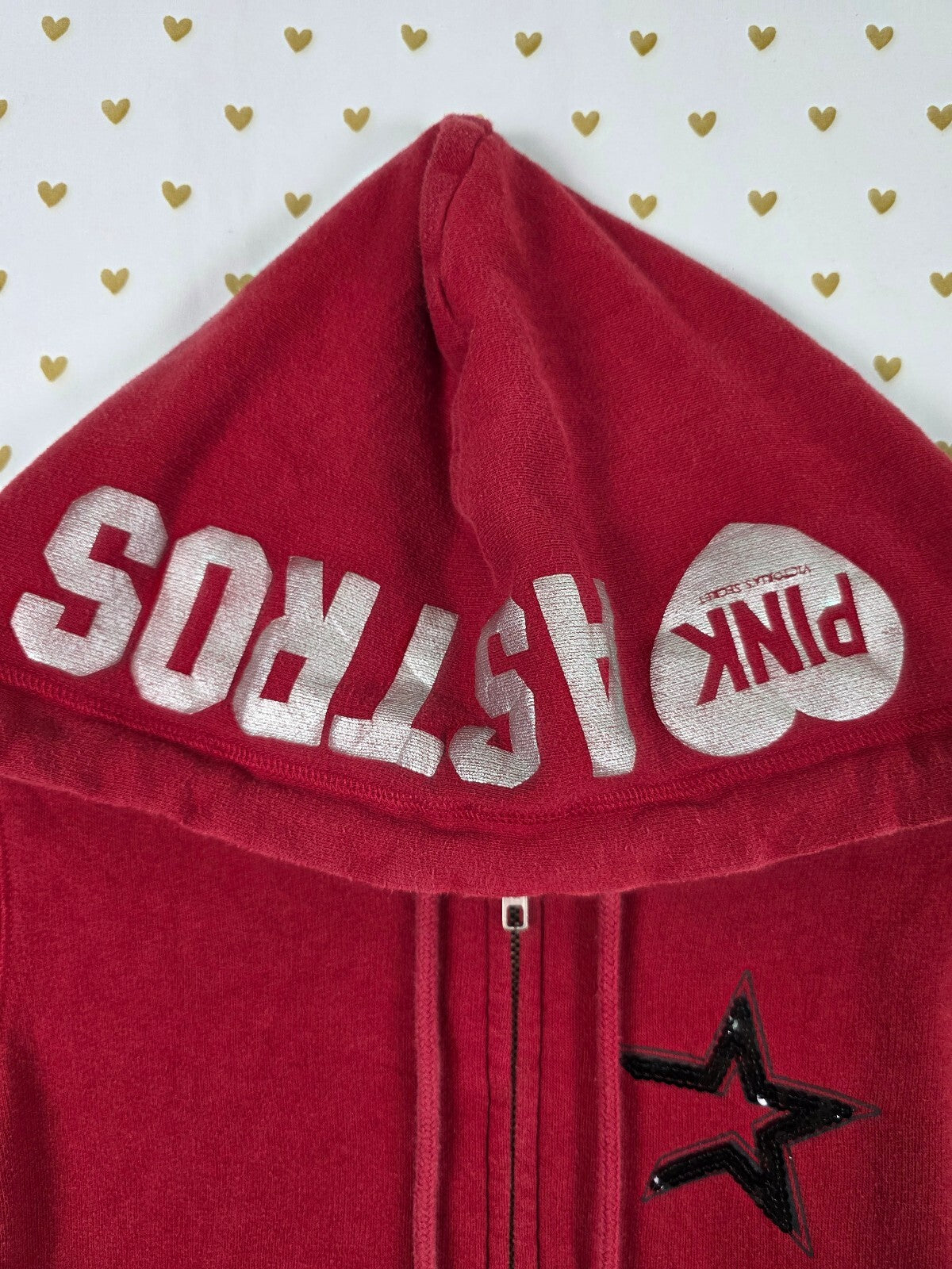 Victorias Secret Pink ASTROS MLB Full zip Hoodie Jacket BLING Houston SMALL